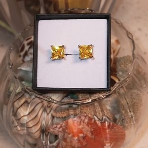 NWT! Custom 925 Sterling Silver Brilliant Yellow Sapphire Screwback Earrings